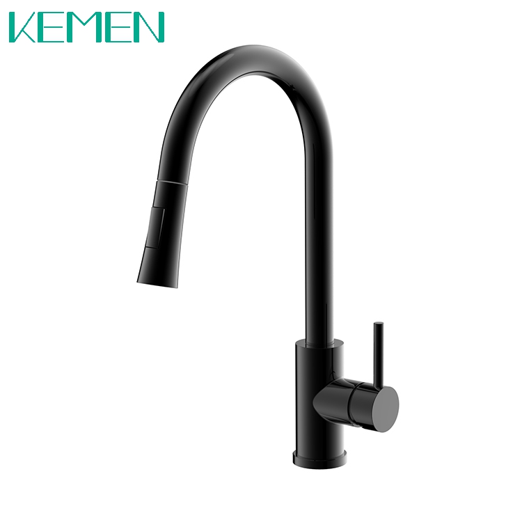 304 Stainless Steel Hot And Cold Water Flexible Hose For Kitchen Faucet With Pull-Down Sprayer Black Color Kitchen Sink Tap