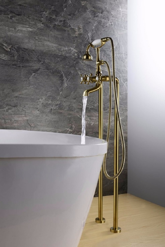 French Gold Modern Styles Deck-Mount Roman Bathtub Faucet