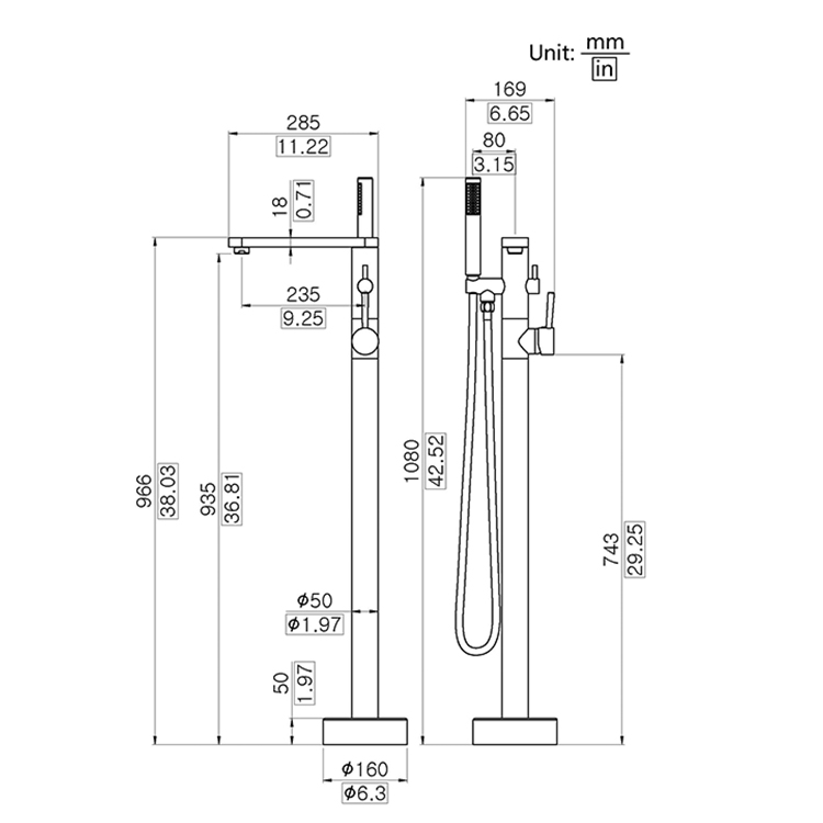 Floormounted Tub Bathroom Bathtub Faucet Stainless Steel Shower Water Mixer