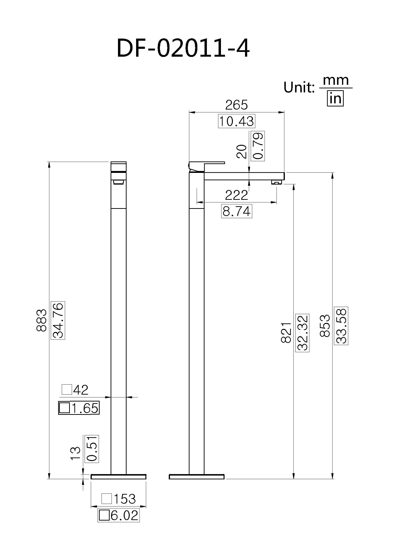Contemporary Freestanding Bathtub Faucet DF-02011-4