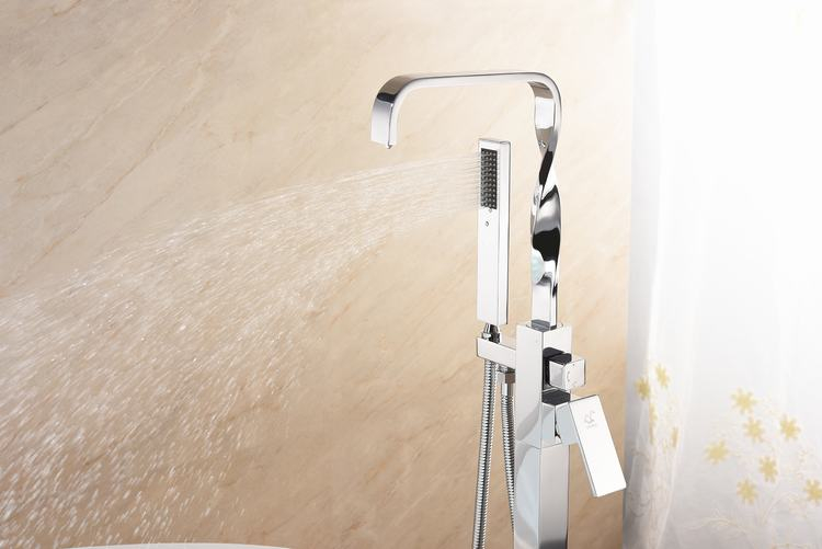Brass Designed Square Floorstanding Bath Filler Faucet DF-02018-2