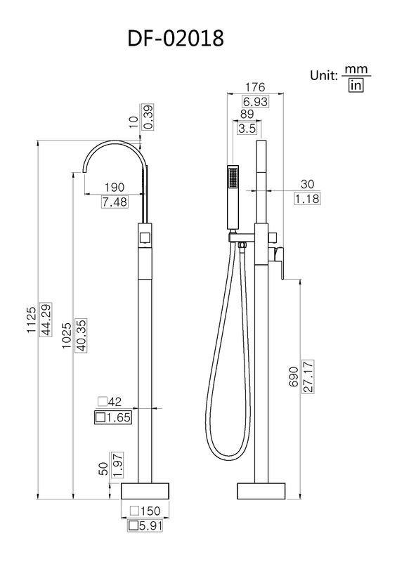 Square ORB Color Floorstanding Bath Filler Faucet Mixer DF-02018