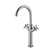 Dual Zinc Handle Brass Body Deck Mounted Wash Mixer High Neck Basin Faucet