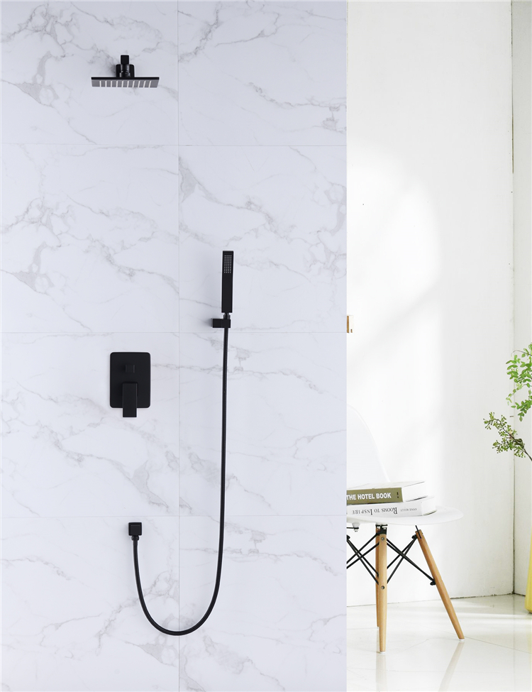 Modern Concealed Luxury Shower Systems With Rainfall Shower Head And Hand Held Shower Combo Kit