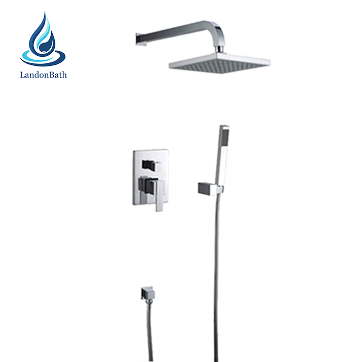 European Concealed Shower Mixture Parts Bath Faucet And Mixer Wall Mounted Luxury Brass 10 Set Type Head Tap Solid Built-in