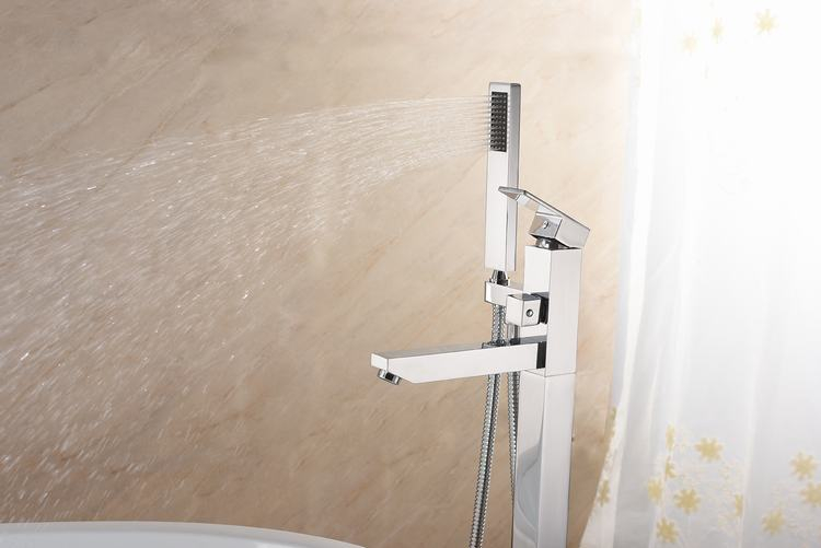 Freestanding Shower Bathtub Faucet Sanitary Ware Polished Chrome Brass Floor Mount Tub Filler With CUPC