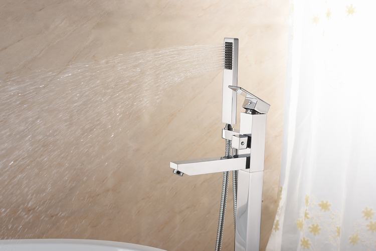 Freestanding Shower Bathtub Faucet Sanitary Ware Polished Chrome Brass Floor Mount Tub Filler With CUPC