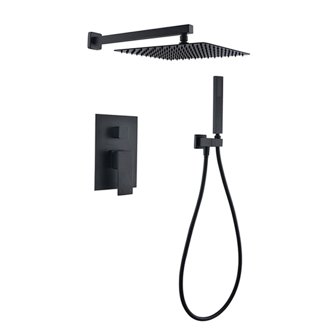 Bathroom Single Lever Bath Diverter Square Concealed Mixer Shower Faucet With Hand Shower
