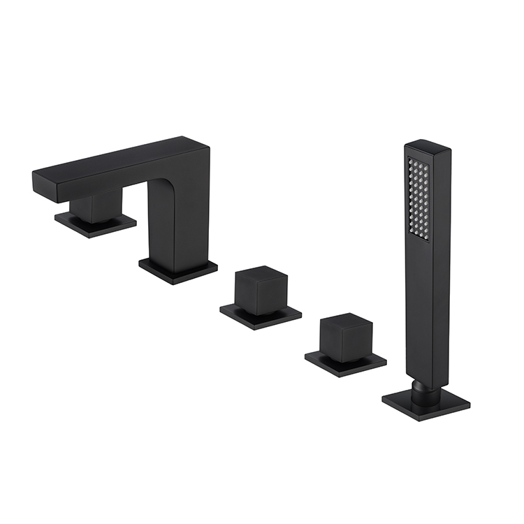 Luxury Design 5 Pieces Bathroom Bath Faucet Brass Matte Black Tub Faucet Fivepiece Bathtub Faucet