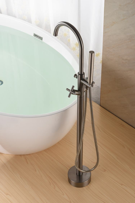 Cross handle floor mounted free standing bathtub shower faucet bathroom products