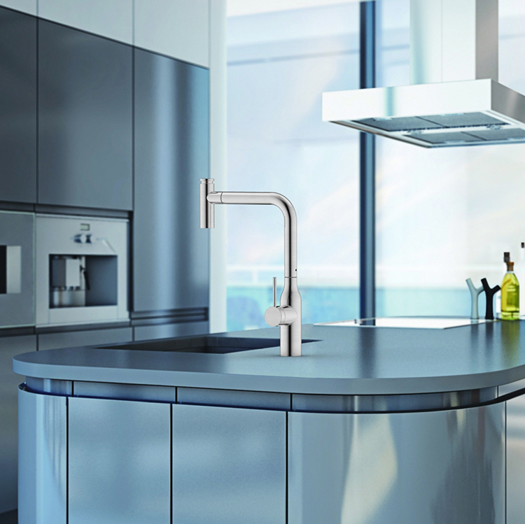 High Quality Water Sink Mixer Taps 304 Stainless Steel Kitchen Faucet Single Handle Brushed Surface Pull Out Kitchen Sink Faucet