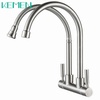 Double Tap 1 in 2 Out Any Degree Rotation Single Cold Water Sink Tap Wall Kitchen Faucet