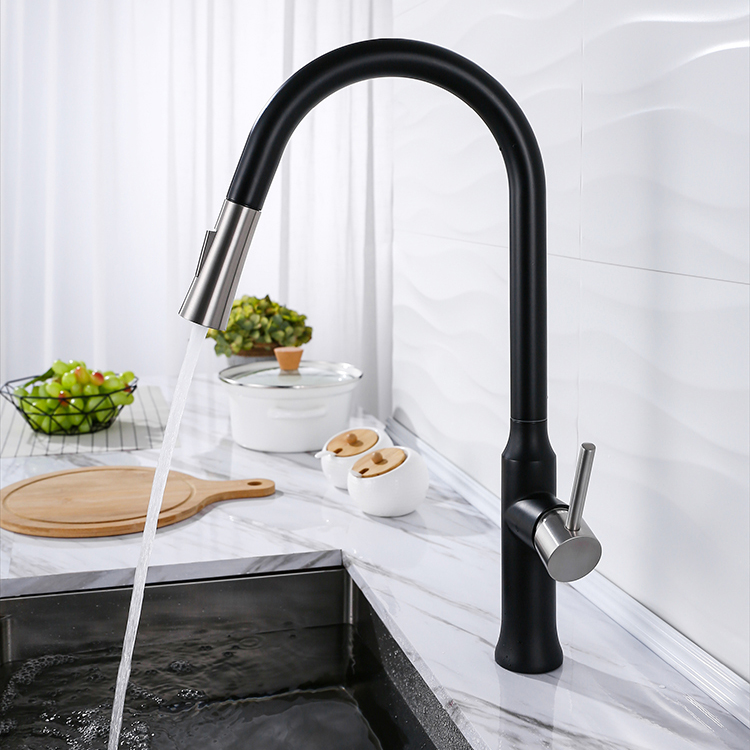 China High Quality Kitchen Faucet Pull Down Tap 304 Stainless Steel Kitchen Taps Hot Cold Water Mixer Faucets