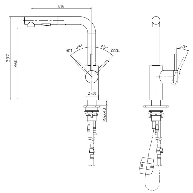 Unique High Quality Kitchen Faucet Hot And Cold Water 304 Kitchen Faucets with Pull Out Sprayer