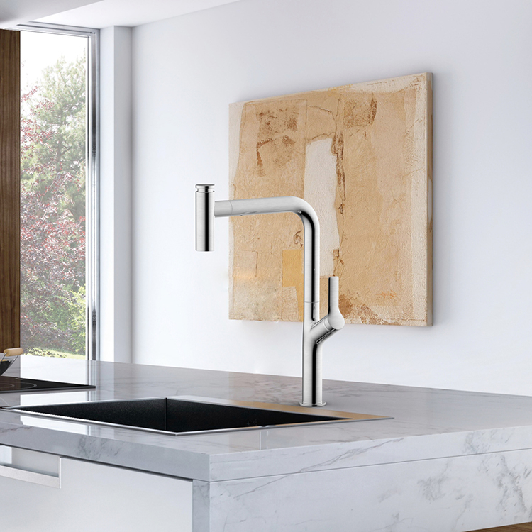 Lead Free Stainless Steel Faucet Single Lever Handle Pull Out Sprayer Kitchen Faucet Brushed Nickel Kitchen Taps