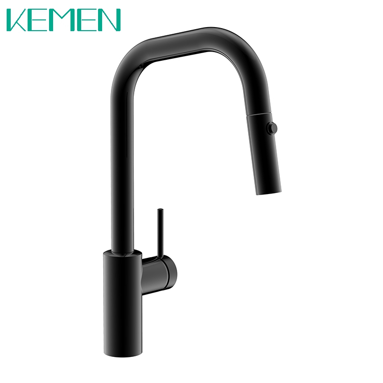 High Quality Deck Mounted 304 Stainless Steel Sink Mixer Pull Down Sprayer Kitchen Faucet Black