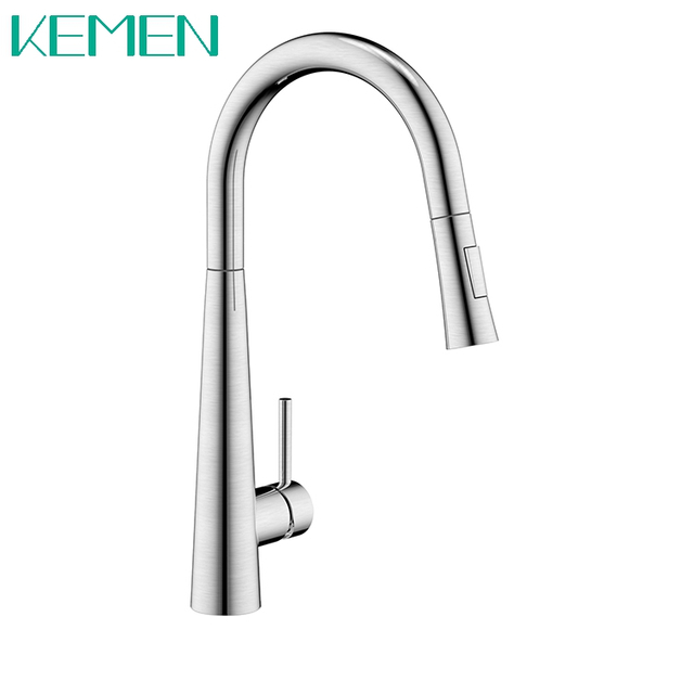 New Design Kitchen Taps 304 Stainless Steel Mixer Faucets Single Handle Brushed Surface Pull Down Kitchen Faucet