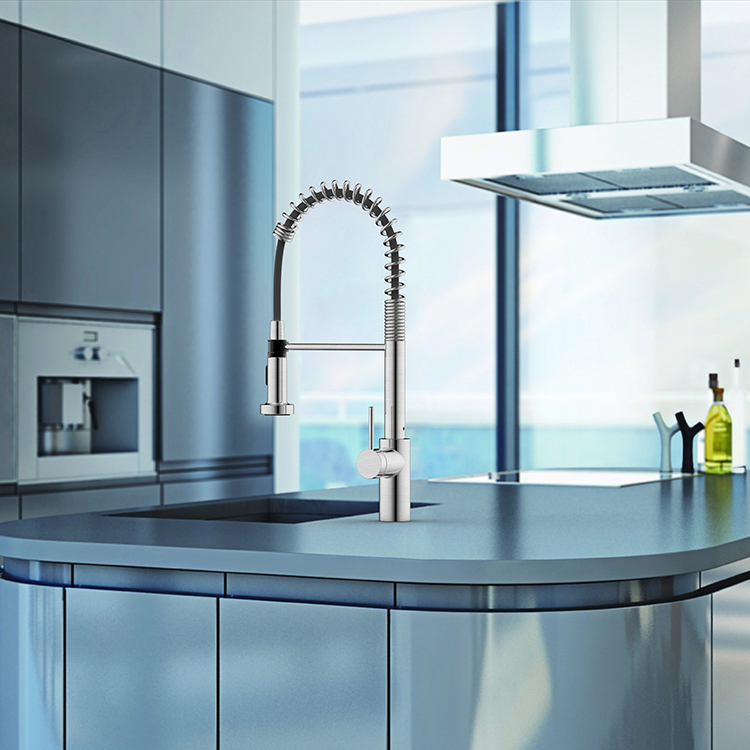 New Design Flexible Spring Kitchen Faucet Stainless Steel 304 Pull Down Kitchen Faucet with Magnetic Mounted Sprayer