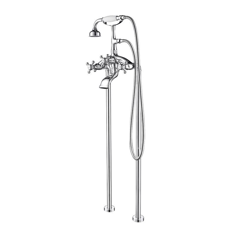 Classic Vintage Golden Floor Bathtub Faucet Tub Mixer Tap