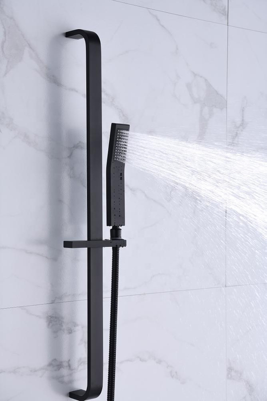 Black Shower Tub Faucet Combo Ceiling Rainfall Traditional Matt Showers Complete Large Rain Head Watermark Mixer Rail Set
