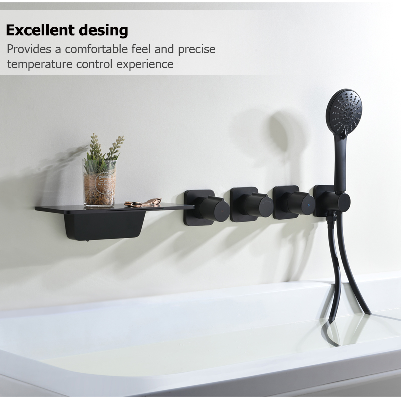 Contemporary Hot Sale Black Hidden Conceal Recessed Shower Wall Mount Bathtub Faucet & Wall Lever