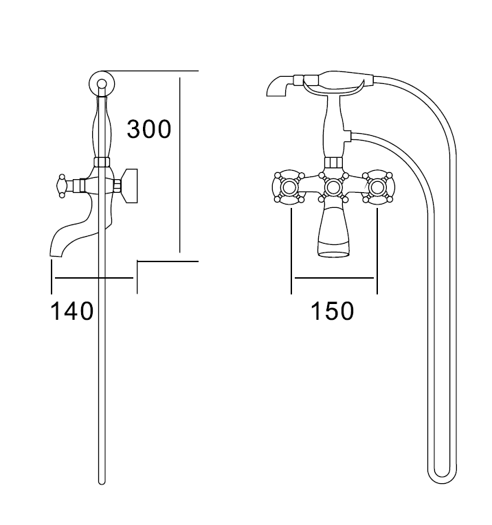 China Manufactory Wall Mounted Shower Faucet Mixer Set Wall Faucet For Free Standing Tubs