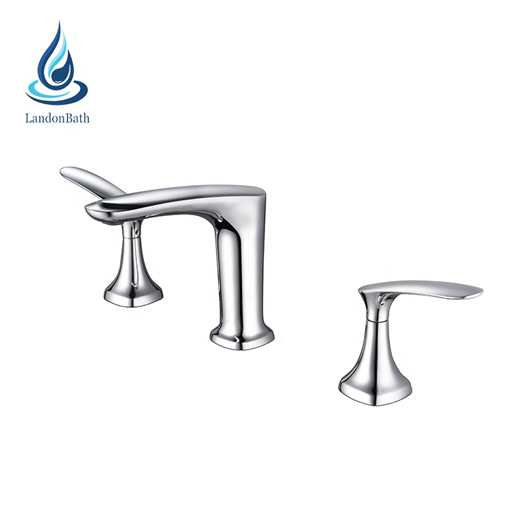 3 Hole Widespread Bathroom Bath Tub Mixer Tap Basin Faucet Deck Mounted Dual Handle Bathtub Taps Banheira E Chuveiro Torneira