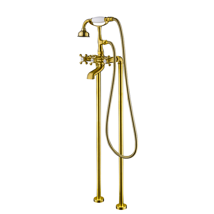 Sanitary Ware Freestanding Bathtub Brass Faucet Plated Gold