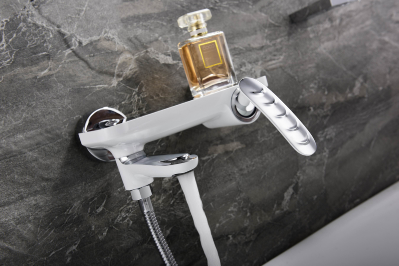 Wall Mounted Bath Shower Mixer Bathroom Bath Faucet White Shower Mixer Single Handle