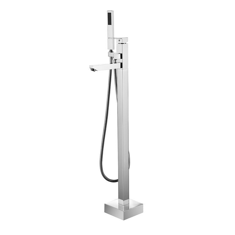 Freestanding Shower Bathtub Faucet Sanitary Ware Polished Chrome Brass Floor Mount Tub Filler With CUPC