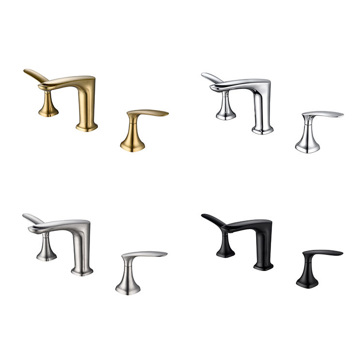 Deck Mounted 3Pcs Bathtub Faucet Set Basin Mixer Tap Bathroom Faucet 4 Color Options Hot And Cold Water