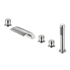 Deck Mounted Bath Shower With Hand Set Brushed Nickel Roman Mixer Whirlpool Bathtub Waterfall Faucet