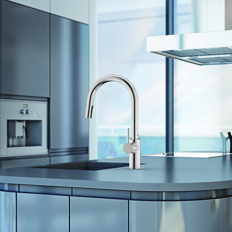 New Style Fashion Faucet SUS 304 Kitchen Faucet With 2 Function ABS Concealed Pull Down Sprayer Brushed Kitchen Mixers