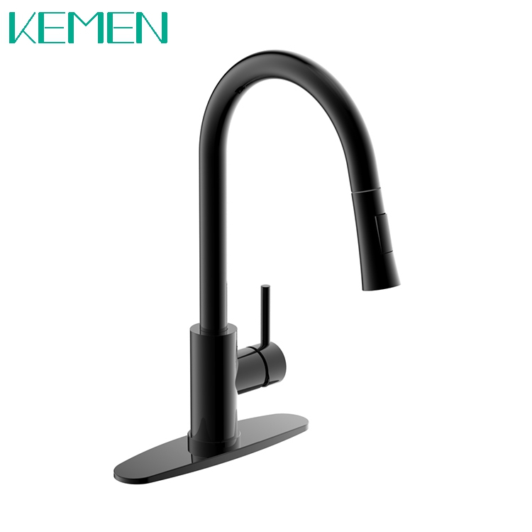 Stainless Steel Mixer Hot And Cold Water Flexible Kitchen Faucet Black Pull-Down Kitchen Faucet