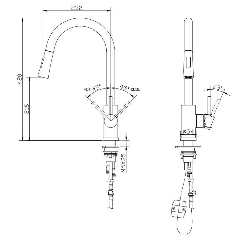 2 Functions Kitchen Mixer Tap Single Handle Faucet Sink Mixer Tap Pull Down Sprayer Kitchen Faucet