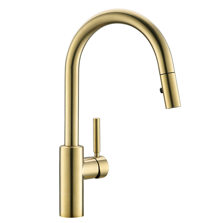 Amazons Online Hot Selling Pull Down Kitchen Faucets Single Handle Hot And Cold Water Tap Gold Kitchen Faucet