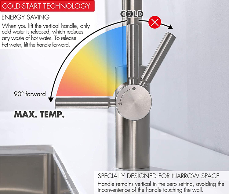 2021 Amazon Hot Selling SUS 304 Single Handle Hot And Cold Pull Down Kitchen Sink Faucet