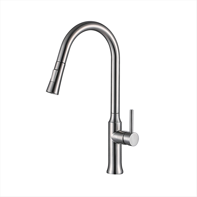 Long Neck Faucet Single Handle 304 Stainless Steel Kitchen Faucet Mixer Pull Down Kitchen Tap