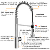 New Design Flexible Spring Kitchen Faucet Stainless Steel 304 Pull Down Kitchen Faucet with Magnetic Mounted Sprayer