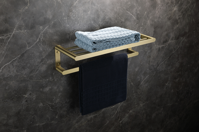 Brushed Gold Bathroom Accessories Set Double Towel Rod 67Series
