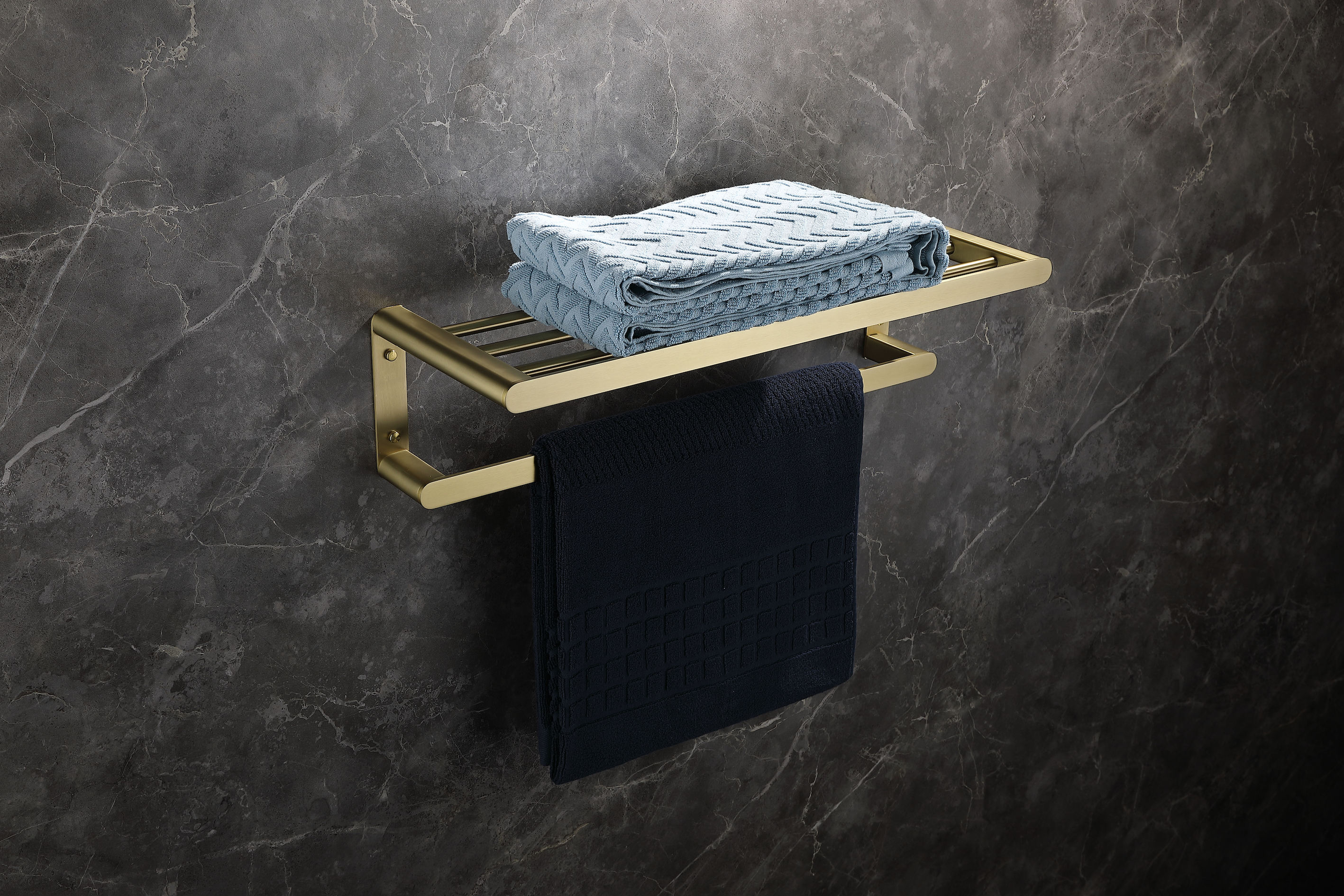 Brushed Gold Bathroom Accessories Set Double Towel Rod 67Series
