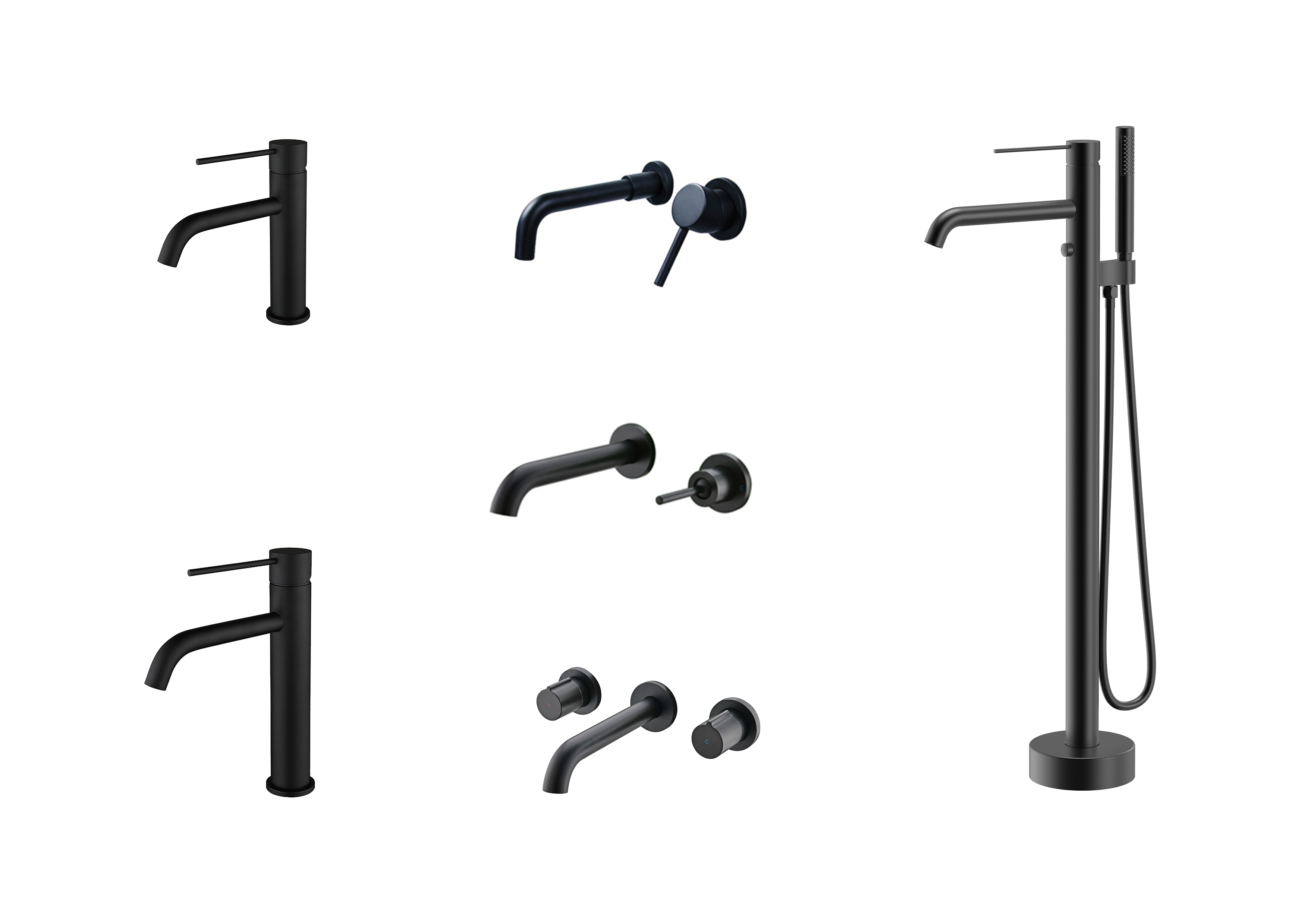 Matt Black Floor-standing bathtub faucets