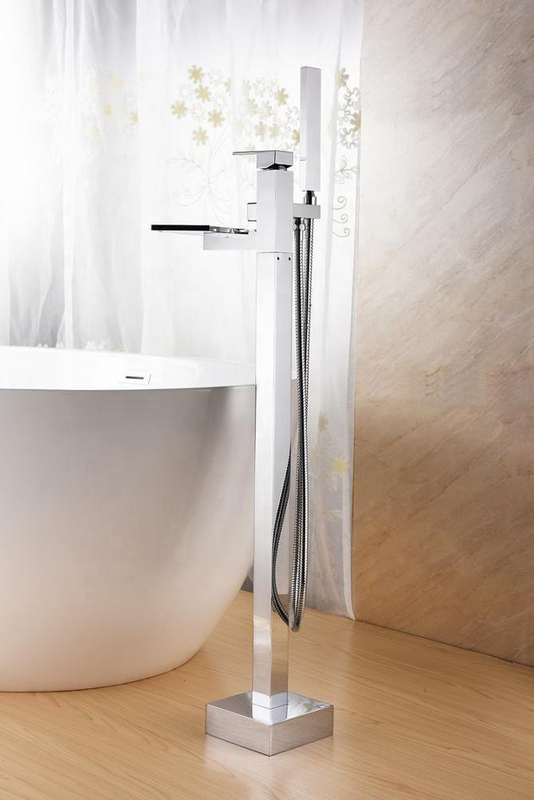 Bathroom Stand Alone Waterfall Bathtub Faucet Floor Mounted Bath Tap