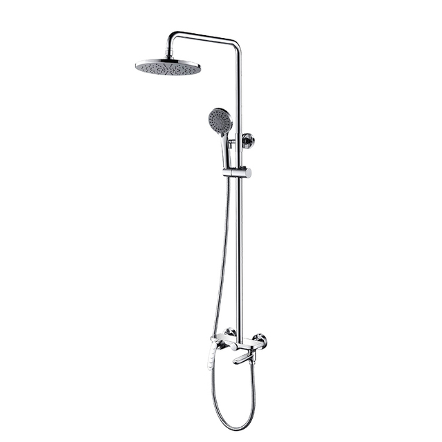 Luxury Chrome Brass Round Shower Set Rain Faucet Mixer Head Wall Mount Bathroom Fixtures