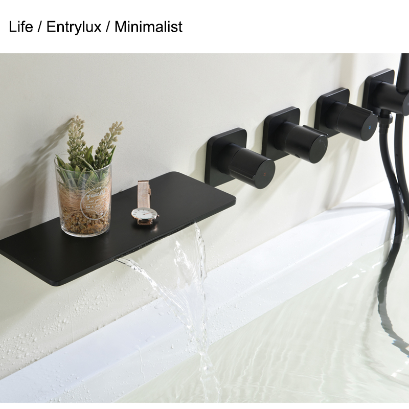 Contemporary Hot Sale Black Hidden Conceal Recessed Shower Wall Mount Bathtub Faucet & Wall Lever