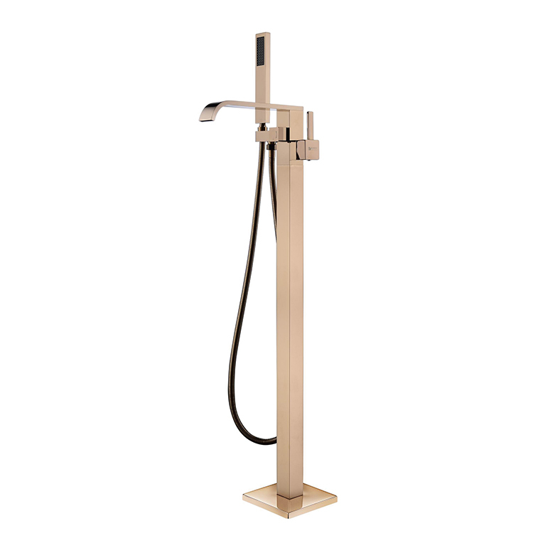 Rose Gold Modern Brass Bathtub Single Handle Freestanding Bathroom Faucet Bathtub Faucet