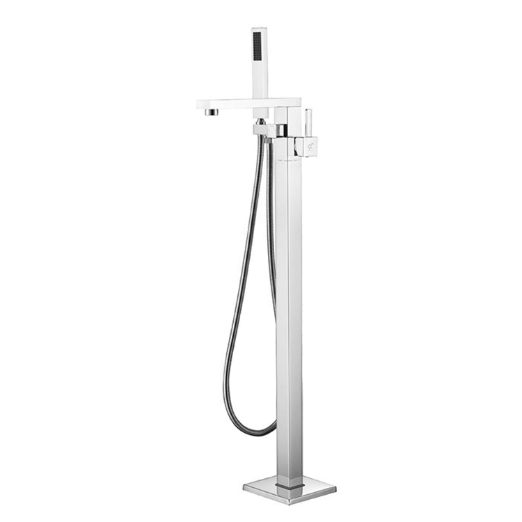 Square freestanding bath tubs shower mixer tap faucet filler brass floor mount bathroom bathtub bath faucet