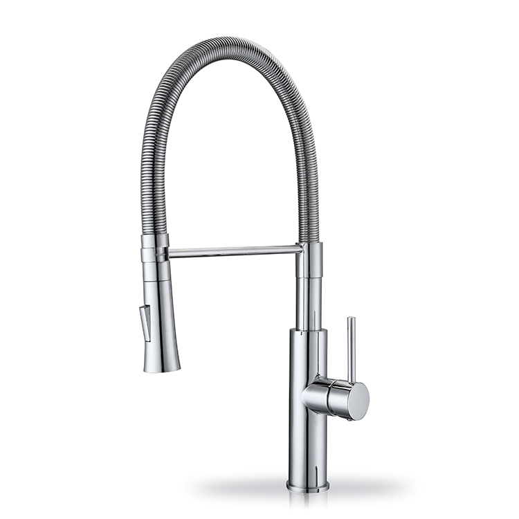 Luxury Kitchen Faucet Goose Neck Pull Down Watermark One Hole Tap Extender Sprayer Chrome Plated
