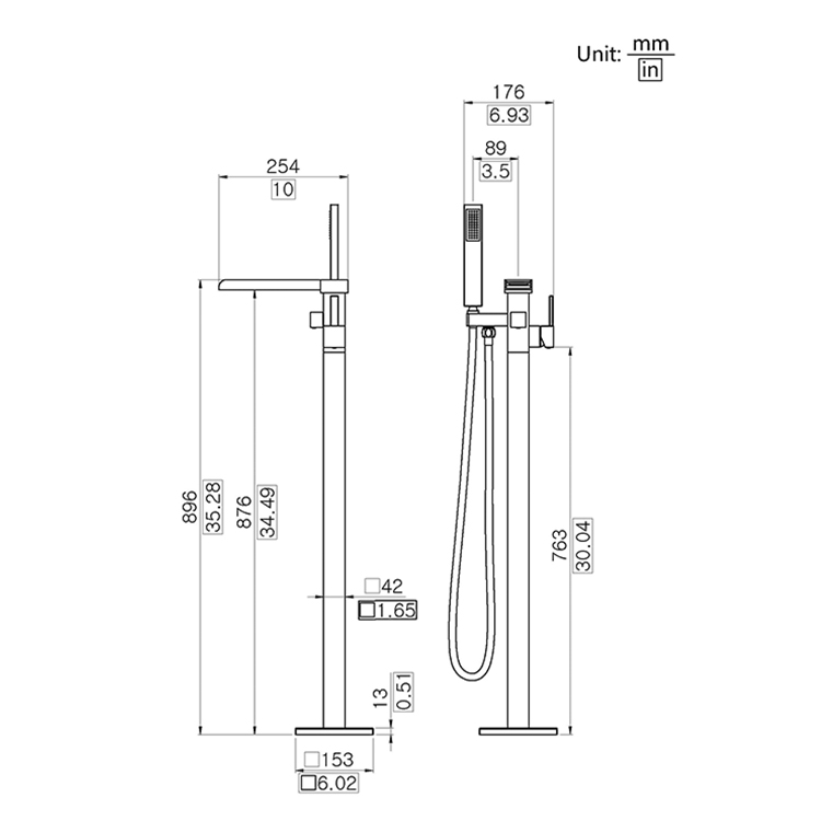 Fashion design waterfall black new bathtub faucet in low price