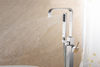 Square Chrome Bathtub Mixer Tap Brass Bathroom Copper Floor Mount Freestanding Tub Filler